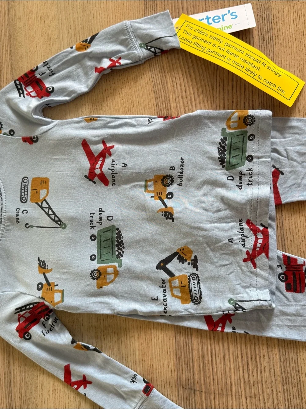 Carter's Pajama Lot - Green Puppy, Red Spider, Light Gray Vehicles